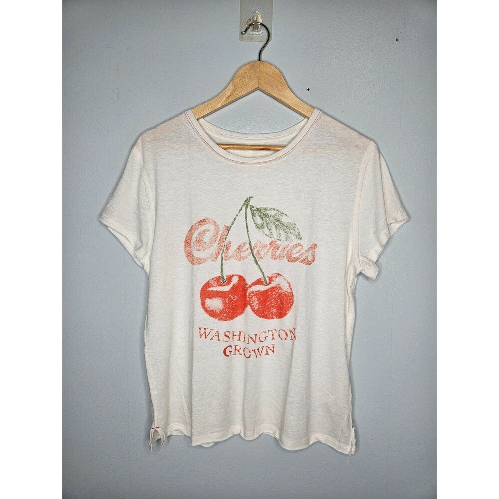 We The FREE PEOPLE Nova Perfect Graphic Tee Top Large Cherries Washington